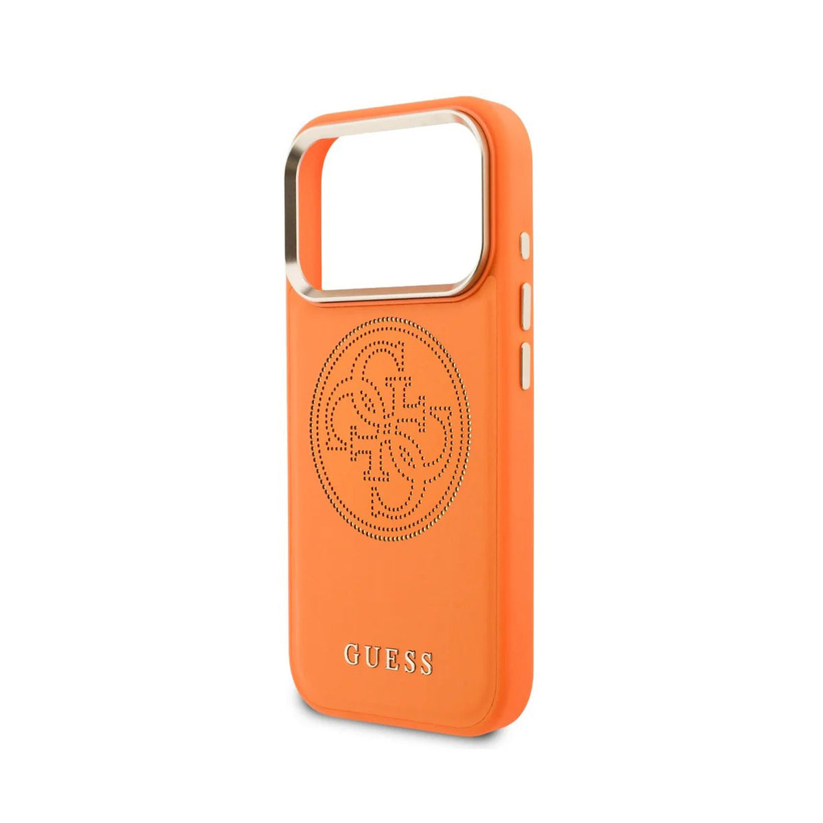 Guess iPhone 17 Pro Max Case – MagSafe Compatible Case, Perforated 4G Orange Design with Guess Logo and Drop Protection