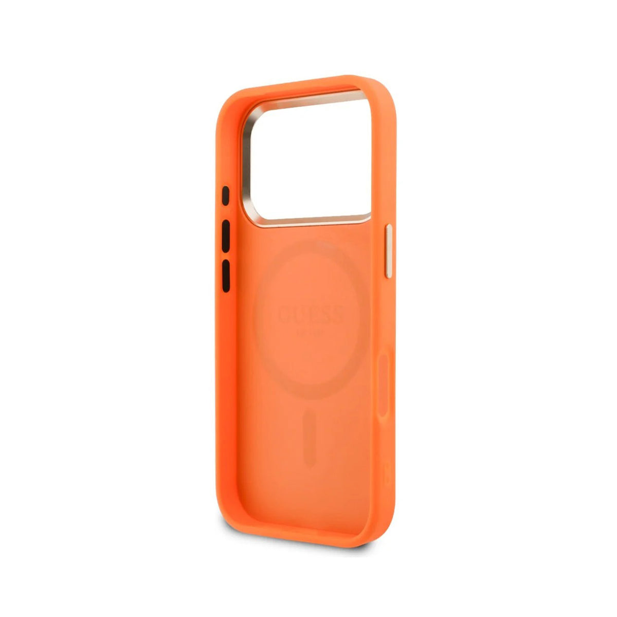 Guess iPhone 17 Pro Max Case – MagSafe Compatible Case, Perforated 4G Orange Design with Guess Logo and Drop Protection