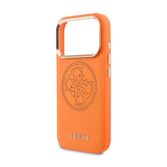 Guess iPhone 17 Pro Max Case – MagSafe Compatible Case, Perforated 4G Orange Design with Guess Logo and Drop Protection