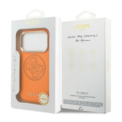 Guess iPhone 17 Pro Max Case – MagSafe Compatible Case, Perforated 4G Orange Design with Guess Logo and Drop Protection