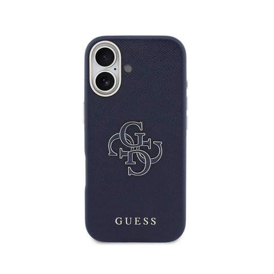 Guess Funda para iPhone 17 – Carcasa con Efecto Piel Azul con Logo Guess, Protección Anticaídas y Ajuste Preciso
