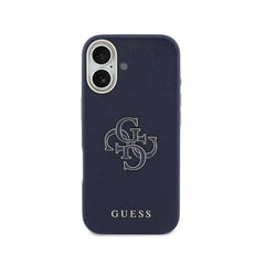 Guess Funda para iPhone 17 – Carcasa con Efecto Piel Azul con Logo Guess, Protección Anticaídas y Ajuste Preciso