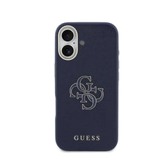 Guess Funda para iPhone 17 – Carcasa con Efecto Piel Azul con Logo Guess, Protección Anticaídas y Ajuste Preciso