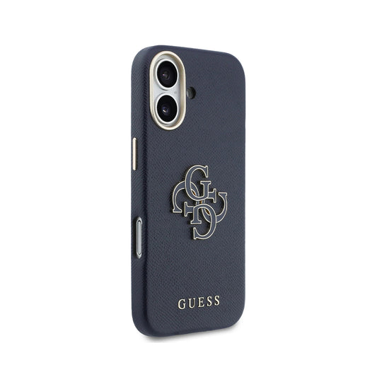 Guess Funda para iPhone 17 – Carcasa con Efecto Piel Azul con Logo Guess, Protección Anticaídas y Ajuste Preciso