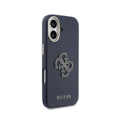 Guess Funda para iPhone 17 – Carcasa con Efecto Piel Azul con Logo Guess, Protección Anticaídas y Ajuste Preciso