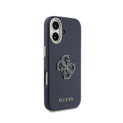 Guess Funda para iPhone 17 – Carcasa con Efecto Piel Azul con Logo Guess, Protección Anticaídas y Ajuste Preciso