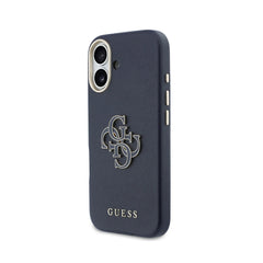 Guess Funda para iPhone 17 – Carcasa con Efecto Piel Azul con Logo Guess, Protección Anticaídas y Ajuste Preciso