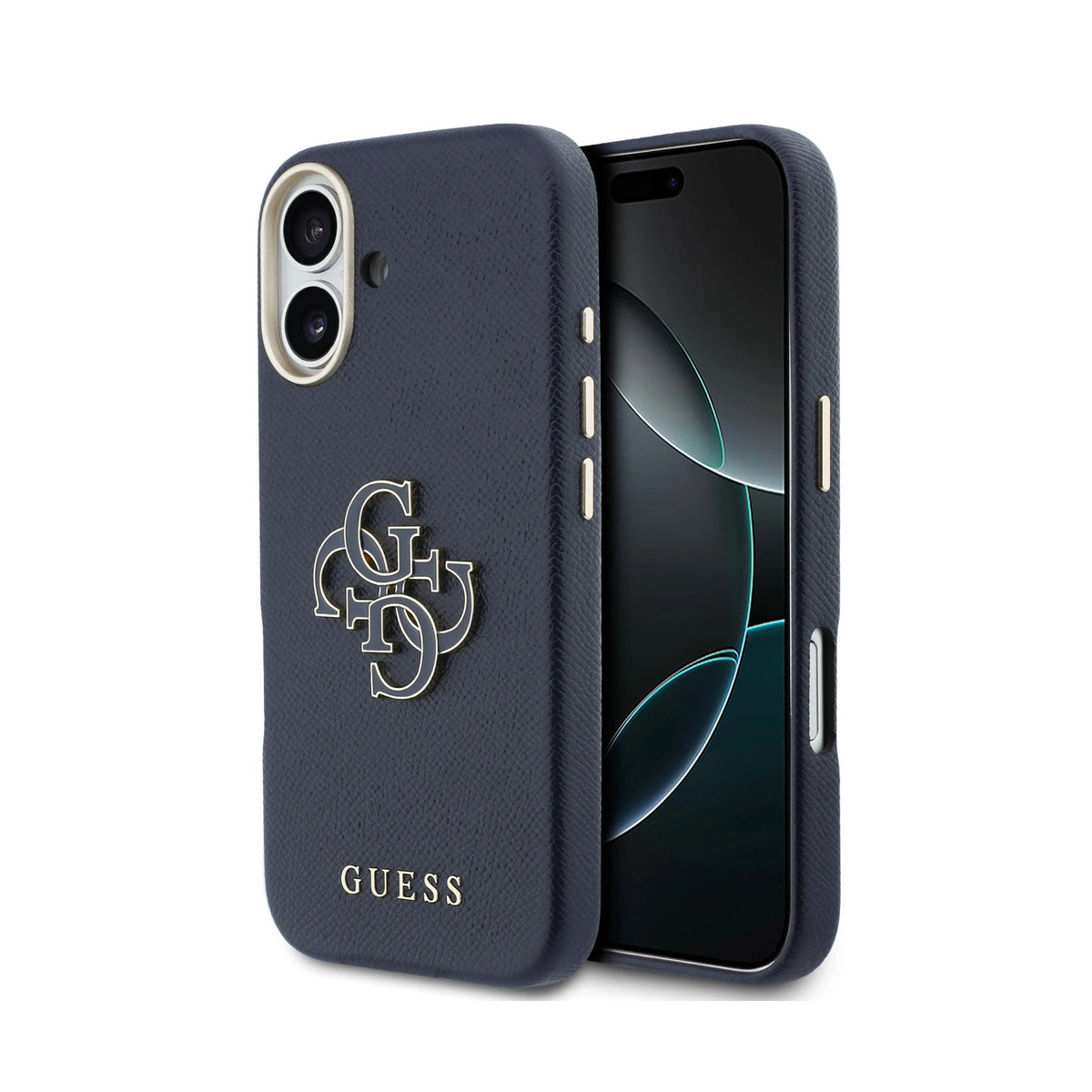 Guess iPhone 17 Case - Blue Leather-Effect Case with Guess Logo, Drop Protection, and Precise Fit