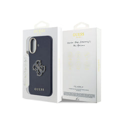 Guess Funda para iPhone 17 – Carcasa con Efecto Piel Azul con Logo Guess, Protección Anticaídas y Ajuste Preciso