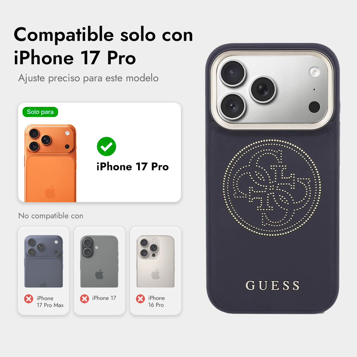 Guess iPhone 17 Pro Case – 4G Perforated Cover with MagSafe Blue, Drop Protection and Precise Fit