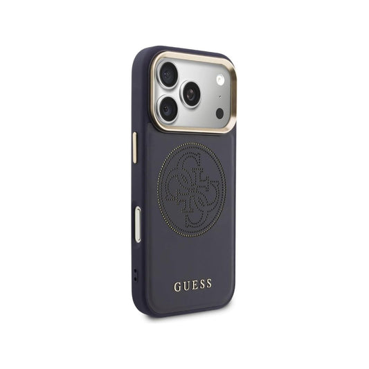 Guess iPhone 17 Pro Max Case – MagSafe Compatible Case, Perforated 4G Blue Design with Guess Logo and Drop Protection