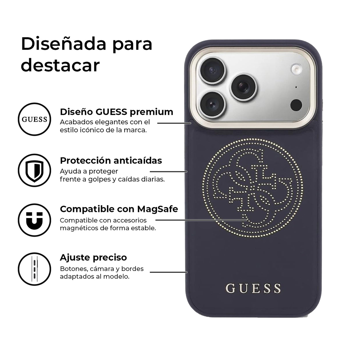 Guess iPhone 17 Pro Case – 4G Perforated Cover with MagSafe Blue, Drop Protection and Precise Fit