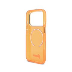 GUESS Funda IML con Inscripción de Metal para iPhone 17 Pro Max Compatible con MagSafe y Protección Anticaídas, Naranja