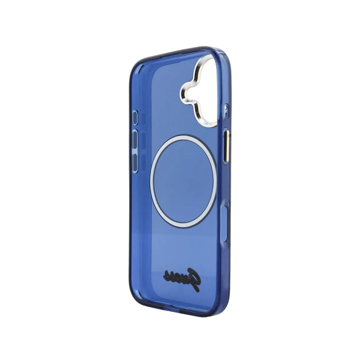 GUESS Funda IML con Inscripción de Metal para iPhone 17 Compatible con MagSafe y Protección Anticaídas, Azul