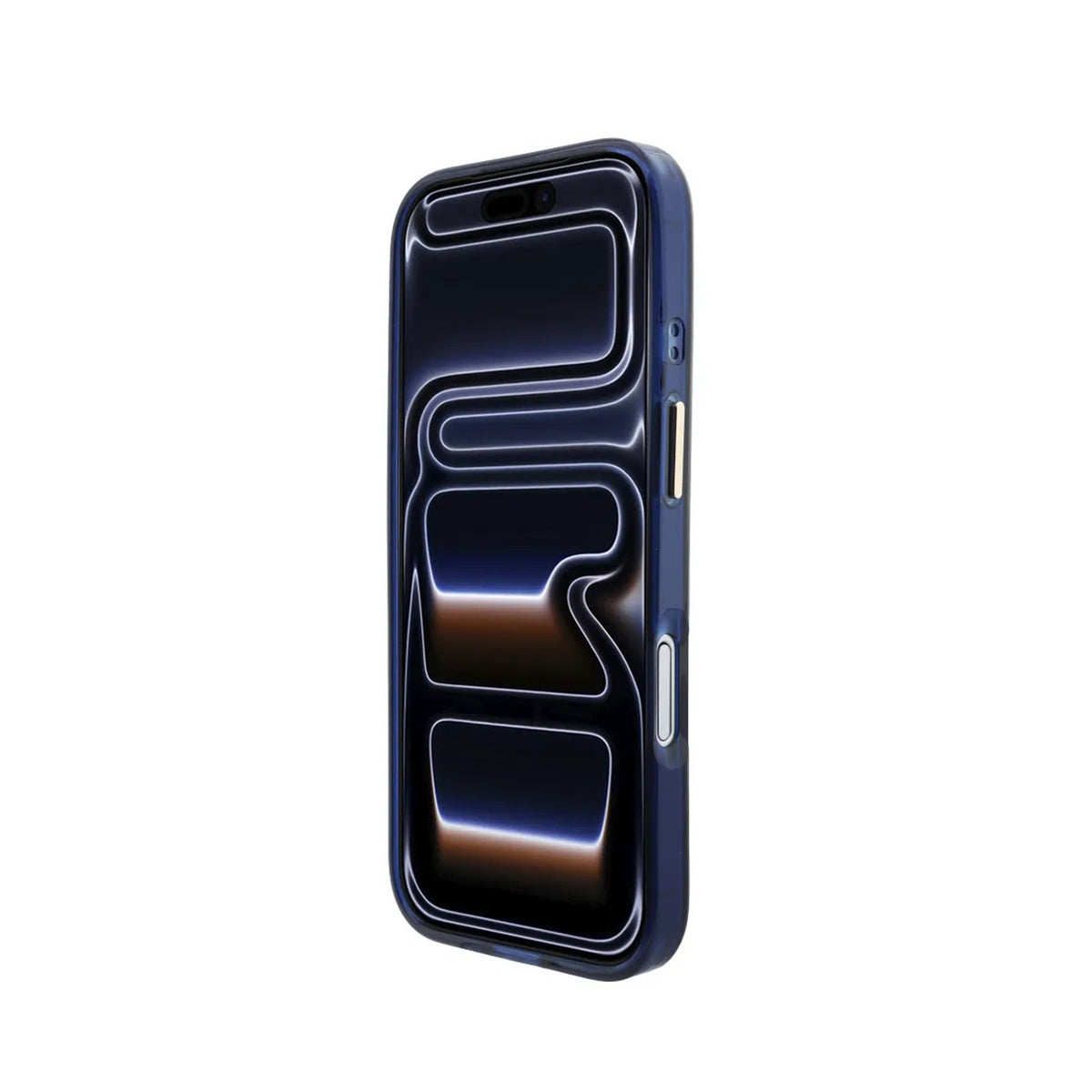 GUESS Funda IML con Inscripción de Metal para iPhone 17 Compatible con MagSafe y Protección Anticaídas, Azul