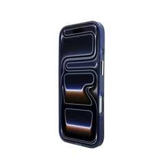 GUESS Funda IML con Inscripción de Metal para iPhone 17 Compatible con MagSafe y Protección Anticaídas, Azul