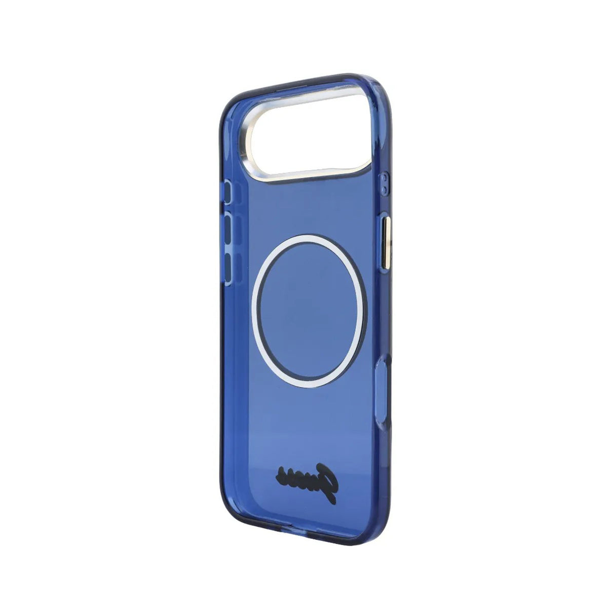 GUESS Funda IML con Inscripción de Metal para iPhone Air Compatible con MagSafe y Protección Anticaídas, Azul