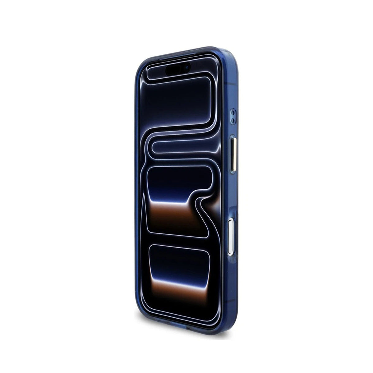 GUESS Funda IML con Inscripción de Metal para iPhone 17 Pro Max/18 Pro Max Compatible con MagSafe y Protección Anticaídas, Azul