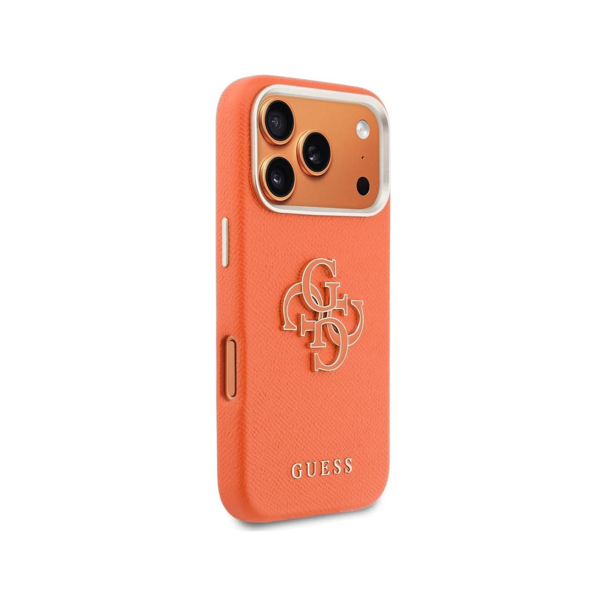 Guess iPhone 17 Pro Case – Orange Leather Effect Case with Guess Logo, Drop Protection and Precise Fit