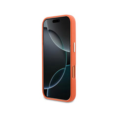 Guess Funda para iPhone 17 Pro – Carcasa con Efecto Piel Naranja con Logo Guess, Protección Anticaídas y Ajuste Preciso