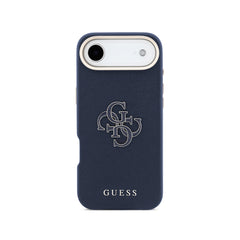 GUESS Funda Efecto Piel Logo Clásico para iPhone Air con Protección Anticaídas, Azul