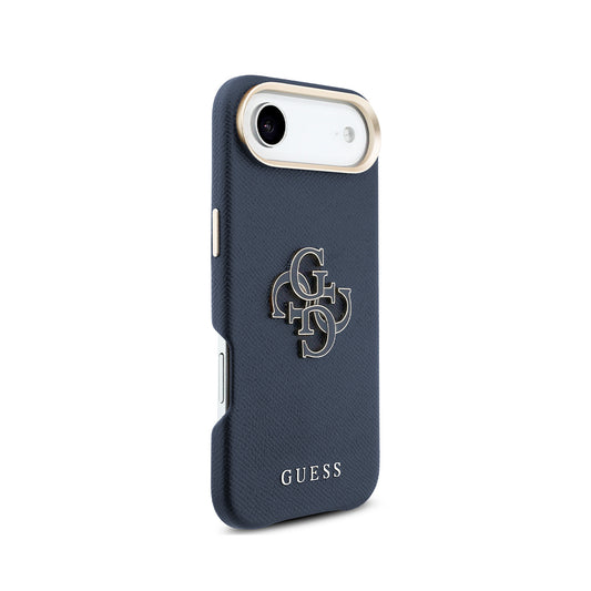 GUESS Funda Efecto Piel Logo Clásico para iPhone Air con Protección Anticaídas, Azul
