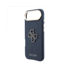 GUESS Funda Efecto Piel Logo Clásico para iPhone Air con Protección Anticaídas, Azul
