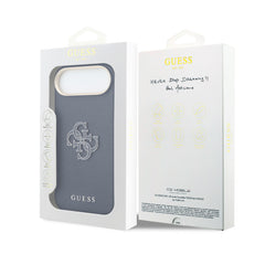 GUESS Funda Efecto Piel Logo Clásico para iPhone Air con Protección Anticaídas, Azul