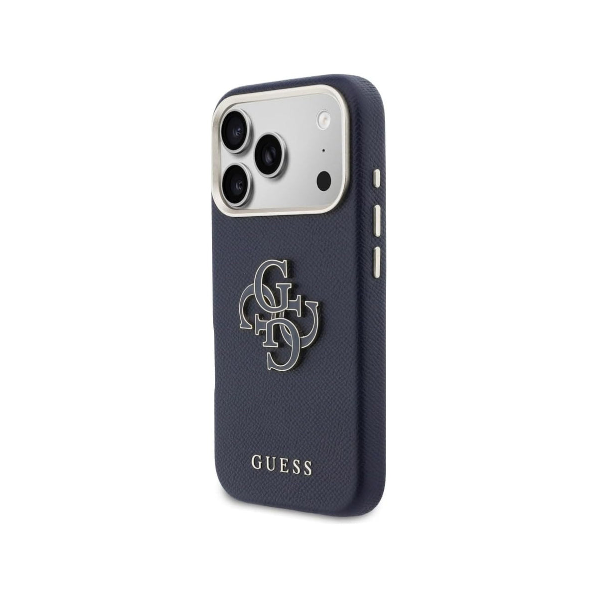 Guess iPhone 17 Pro Case – Blue Leather Effect Cover with Guess Logo, Drop Protection and Precise Fit