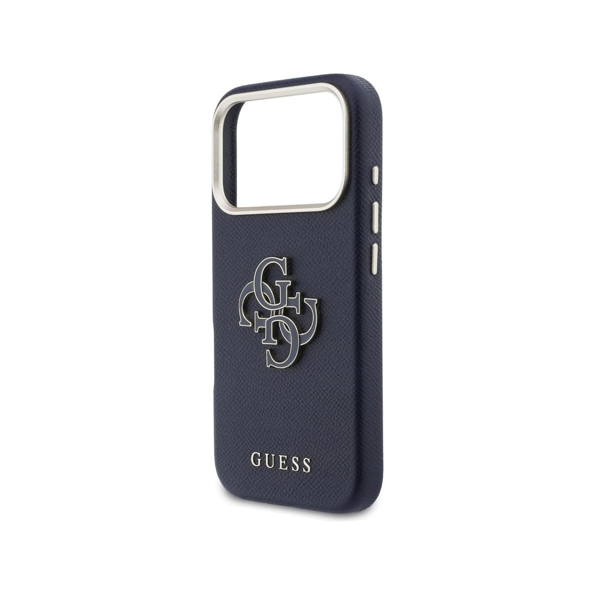 Guess Funda Efecto Piel Logo Clásico para iPhone 17 Pro Max/18 Pro Max con Protección Anticaídas, Azul