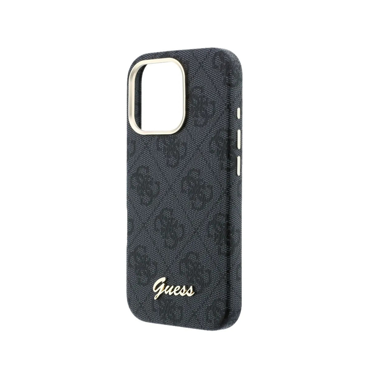 GUESS Funda de Polipiel Logo en Relieve para iPhone 16 Pro Compatible con MagSafe y Protección Anticaídas, Negra