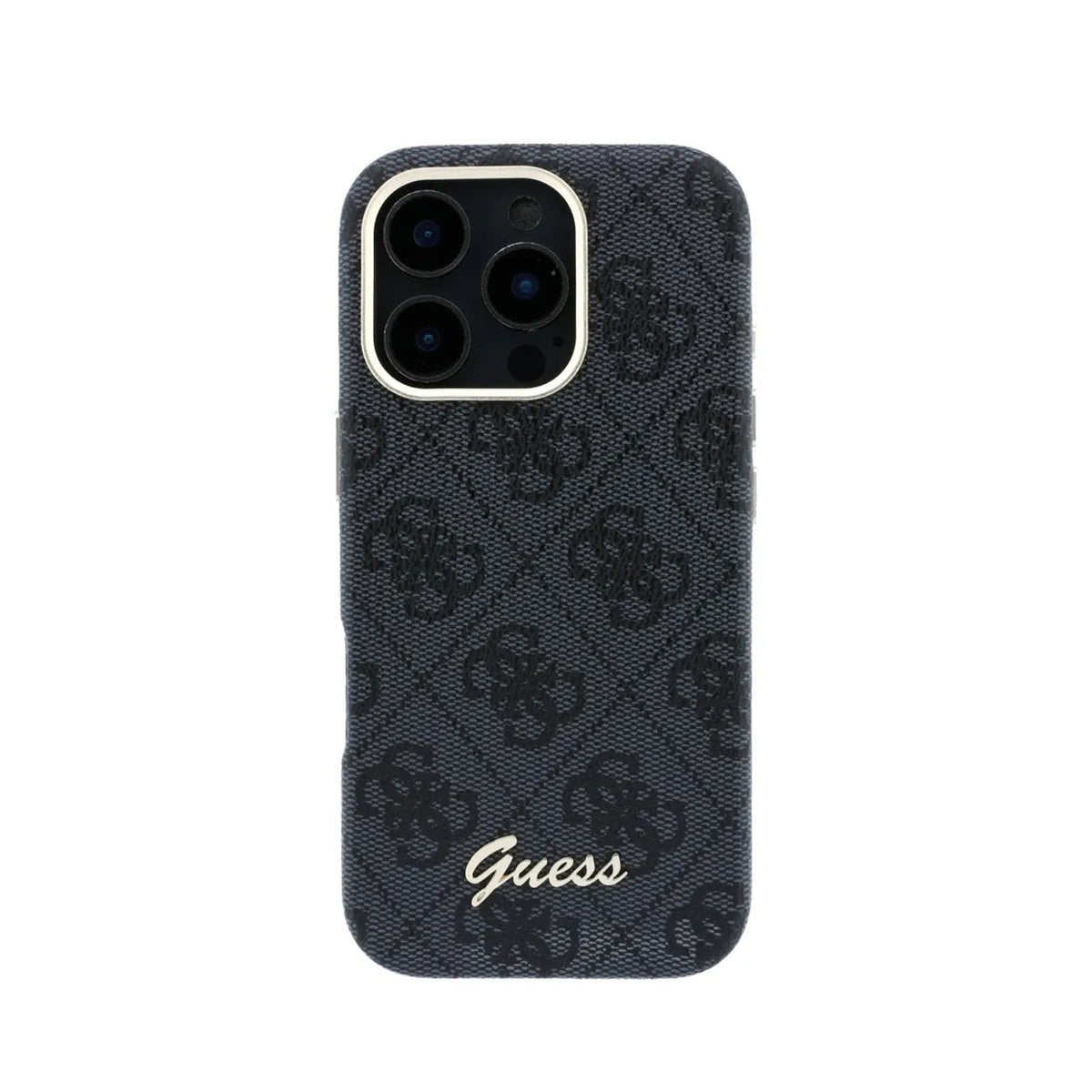 GUESS Funda de Polipiel Logo en Relieve para iPhone 16 Pro Max Compatible con MagSafe y Protección Anticaídas, Negra
