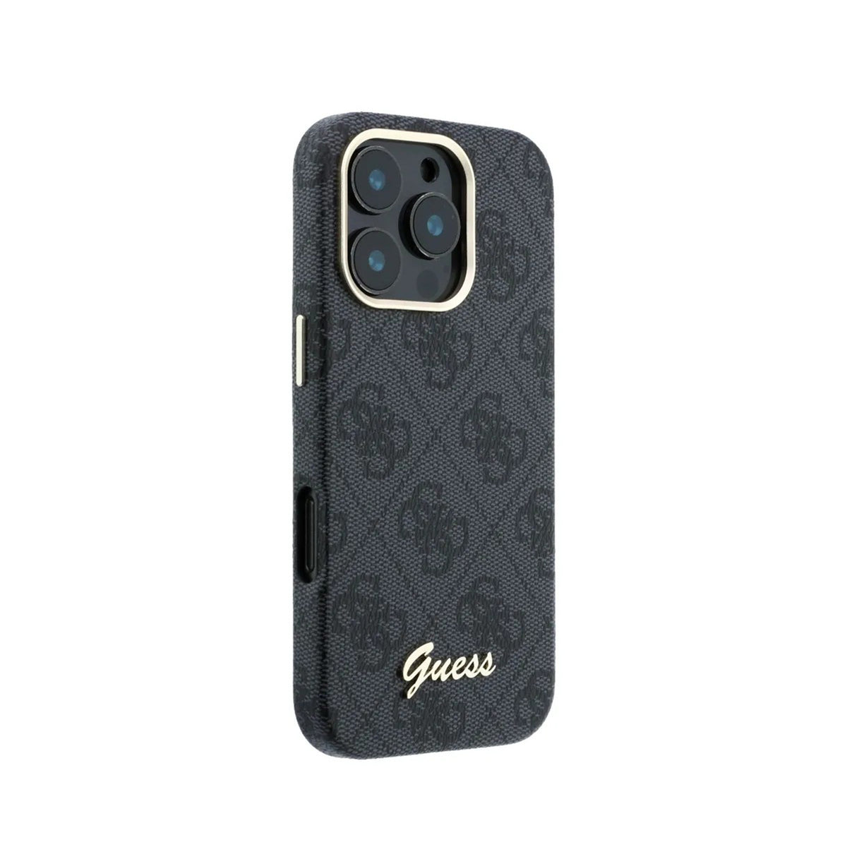 GUESS Funda de Polipiel Logo en Relieve para iPhone 16 Pro Max Compatible con MagSafe y Protección Anticaídas, Negra