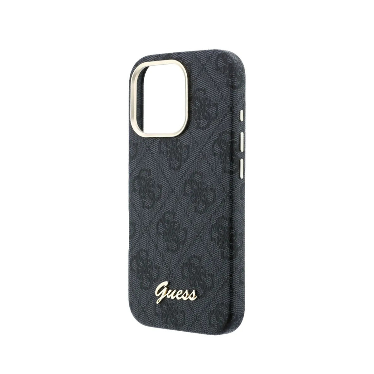 GUESS Funda de Polipiel Logo en Relieve para iPhone 16 Pro Max Compatible con MagSafe y Protección Anticaídas, Negra