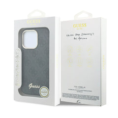 GUESS Funda de Polipiel Logo en Relieve para iPhone 16 Pro Max Compatible con MagSafe y Protección Anticaídas, Negra