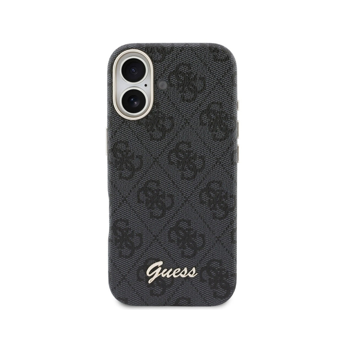 GUESS Funda de Polipiel Logo en Relieve para iPhone 17 Compatible con MagSafe y Protección Anticaídas, Negra