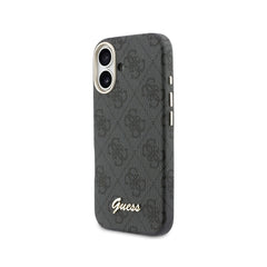 GUESS Funda de Polipiel Logo en Relieve para iPhone 17 Compatible con MagSafe y Protección Anticaídas, Negra