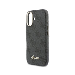 GUESS Funda de Polipiel Logo en Relieve para iPhone 17 Compatible con MagSafe y Protección Anticaídas, Negra
