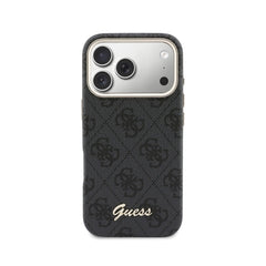 GUESS Funda Logo Script para iPhone 17 Pro Compatible con MagSafe y Protección Anticaídas, Negra