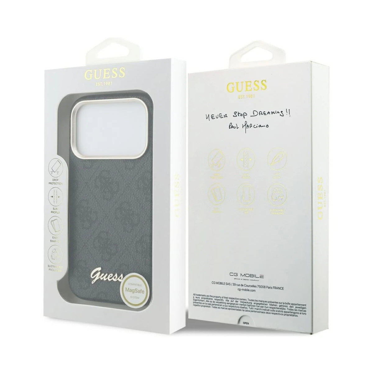 GUESS Funda Logo Script para iPhone 17 Pro/18 Pro Compatible con MagSafe, Negra