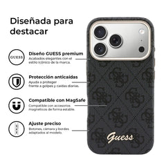 GUESS Funda Logo Script para iPhone 17 Pro Max Compatible con MagSafe y Protección Anticaídas, Negra