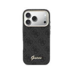 GUESS Funda Logo Script para iPhone 17 Pro Max Compatible con MagSafe y Protección Anticaídas, Negra
