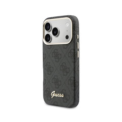 GUESS Funda Logo Script para iPhone 17 Pro Max Compatible con MagSafe y Protección Anticaídas, Negra