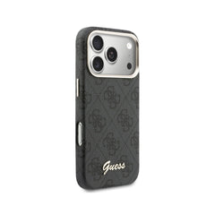 GUESS Funda Logo Script para iPhone 17 Pro Max Compatible con MagSafe y Protección Anticaídas, Negra