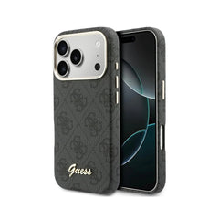 GUESS Funda Logo Script para iPhone 17 Pro Max Compatible con MagSafe y Protección Anticaídas, Negra