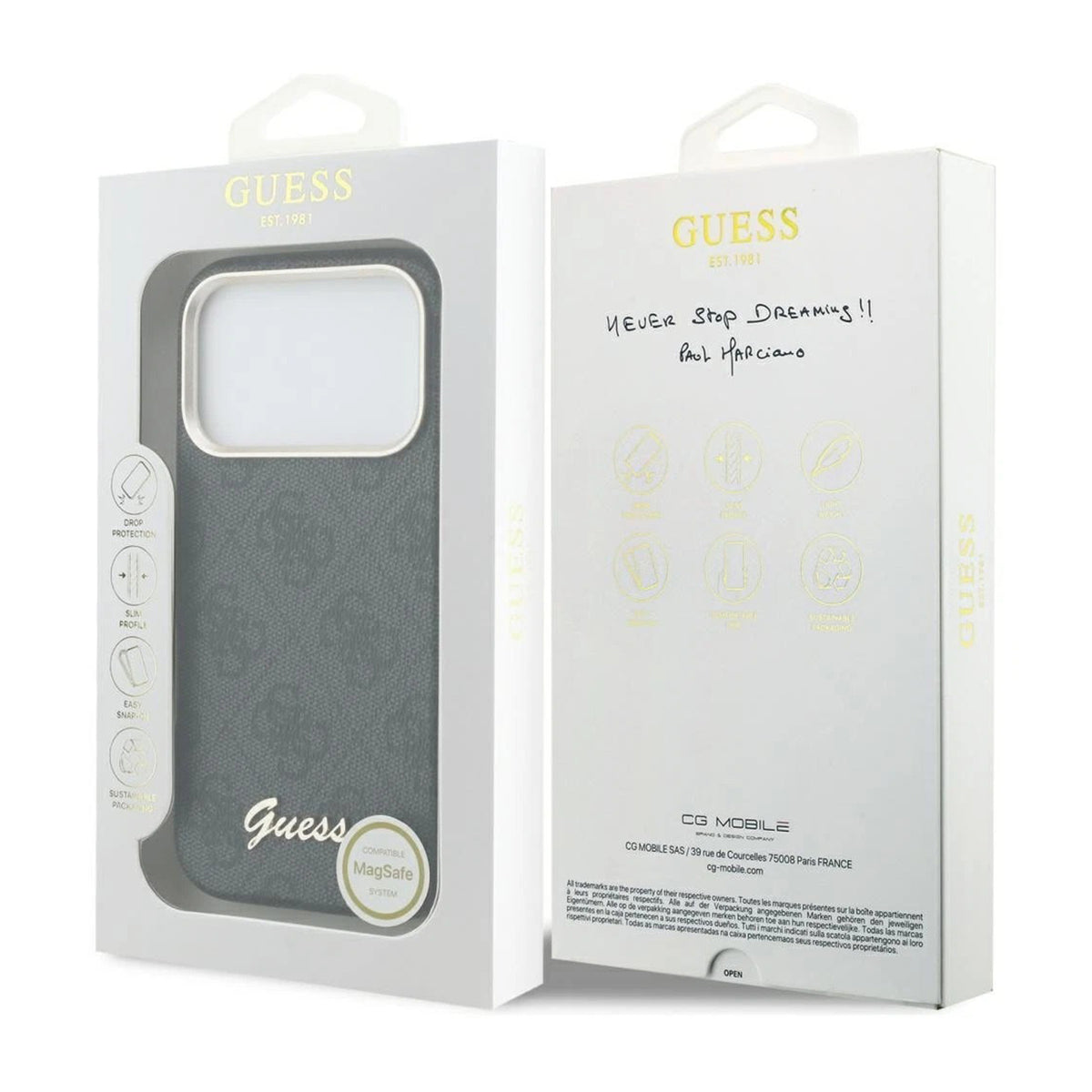 GUESS Funda Logo Script para iPhone 17 Pro Max/18 Pro Max Compatible con MagSafe y Protección Anticaídas, Negra