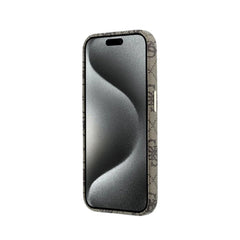 GUESS Funda de Polipiel Logo en Relieve para iPhone 15 Pro Max Compatible con MagSafe y Protección Anticaídas, Marrón