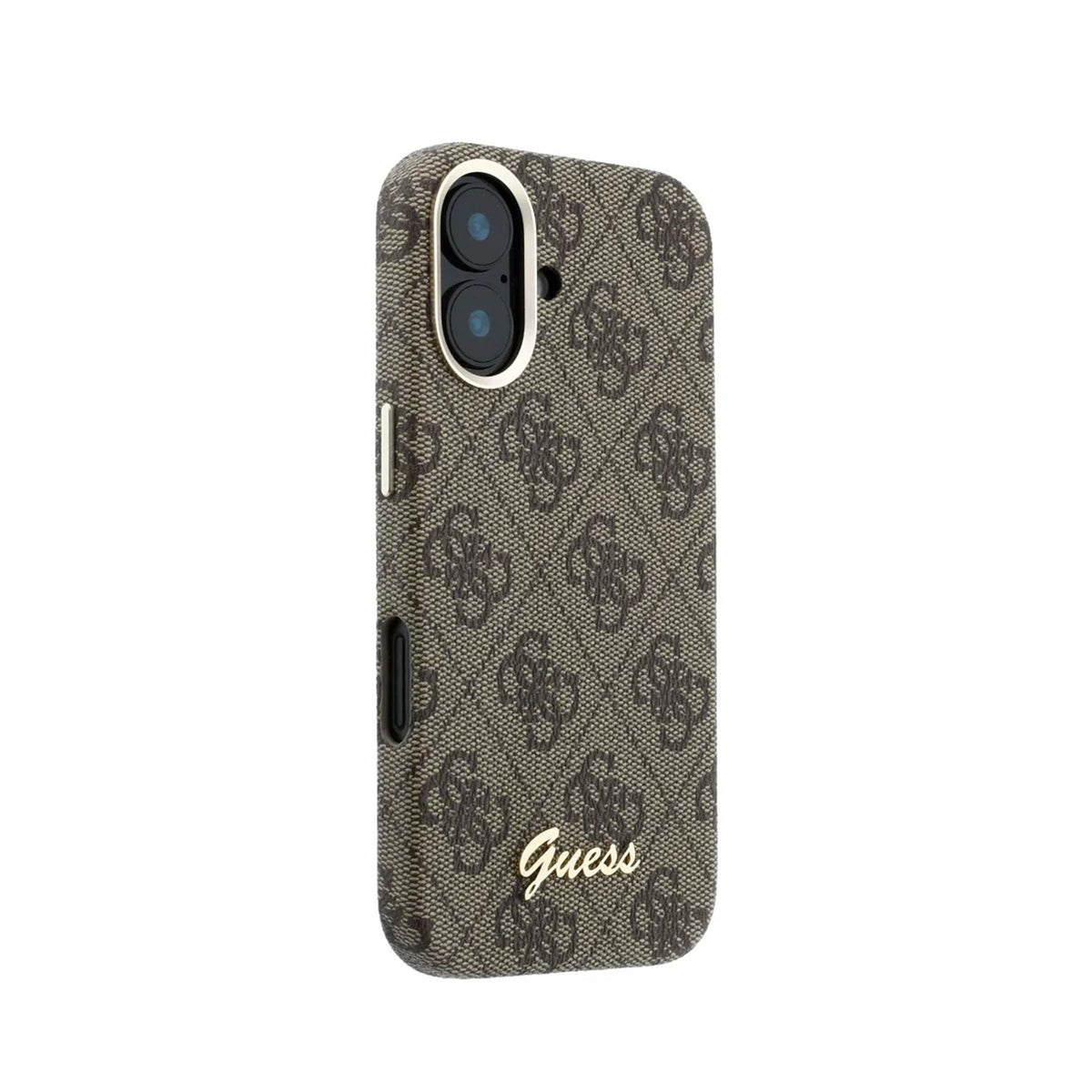 GUESS Funda de Polipiel Logo en Relieve para iPhone 16 Compatible con MagSafe y Protección Anticaídas, Marrón