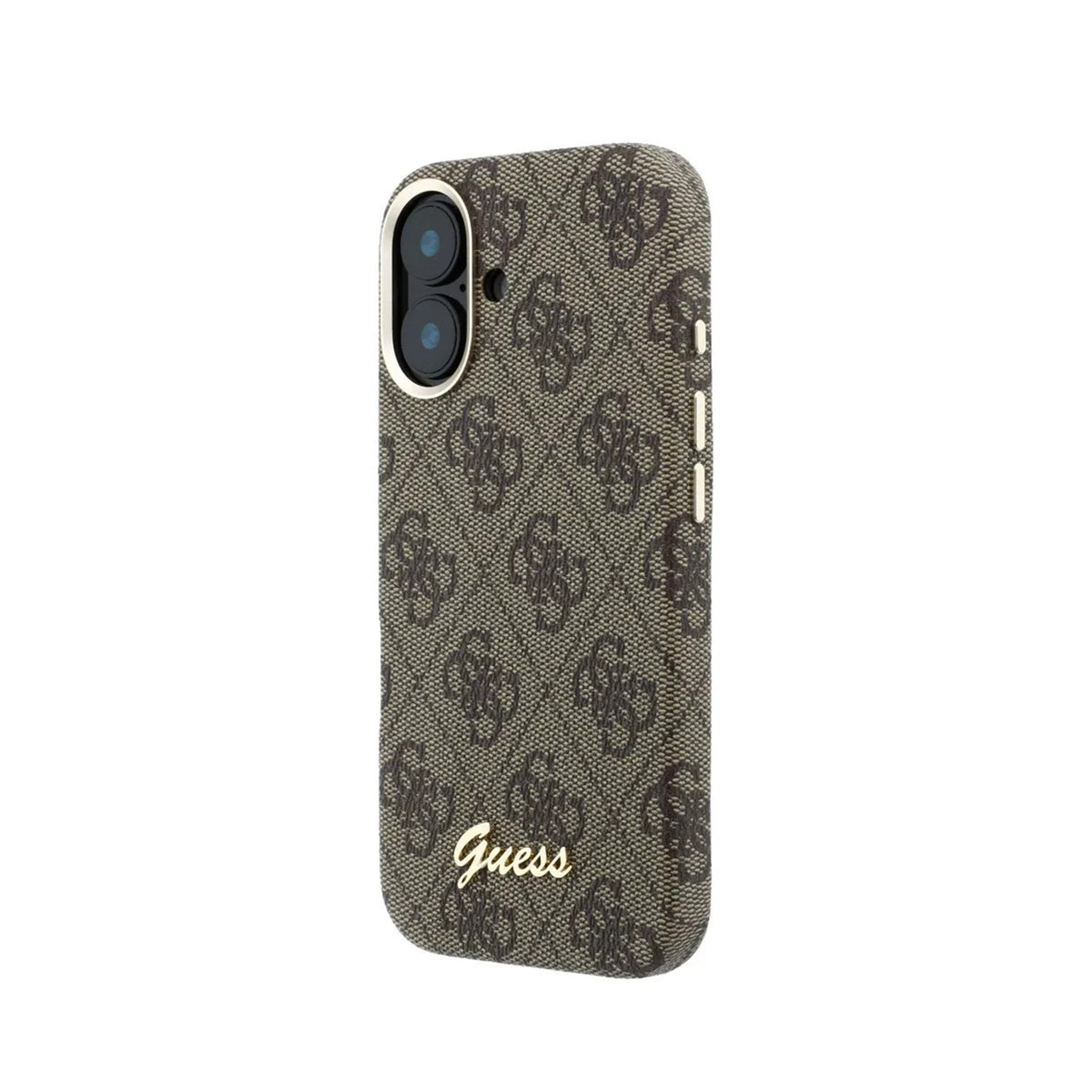 GUESS Funda de Polipiel Logo en Relieve para iPhone 16 Compatible con MagSafe y Protección Anticaídas, Marrón