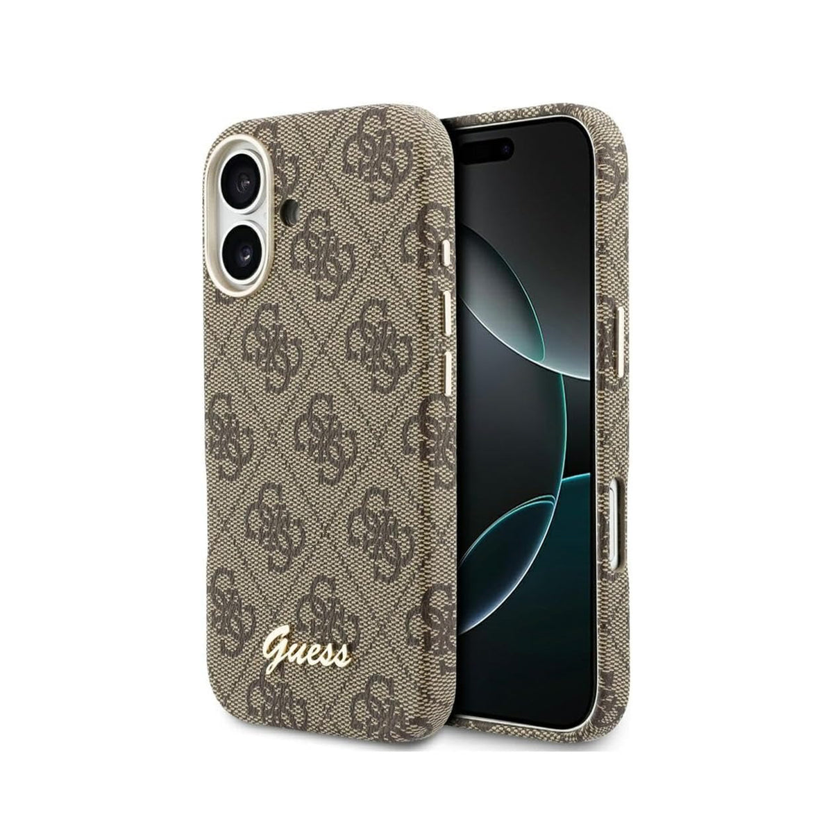 GUESS Funda Logo Script para iPhone 17 Compatible con MagSafe y Protección Anticaídas, Marrón